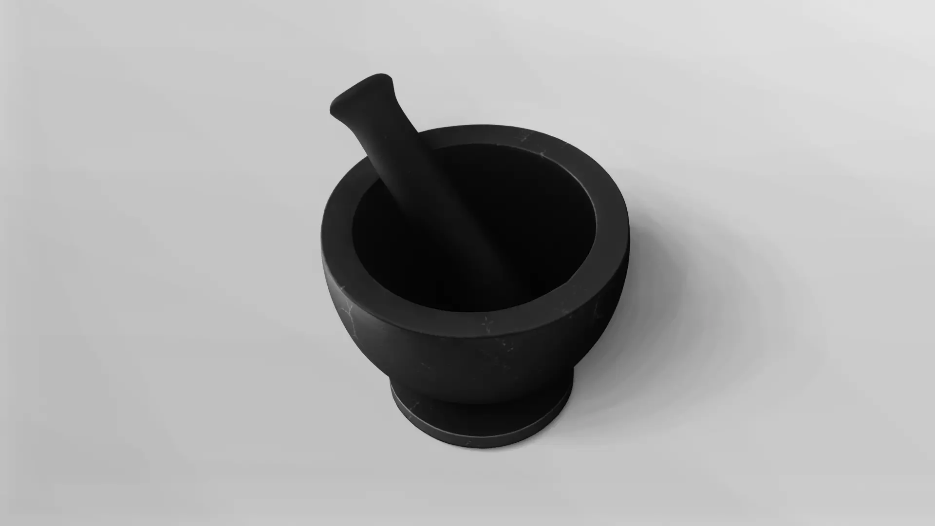 Realistic Black Marble Mortar and Pestle 3D Model 3D model_4