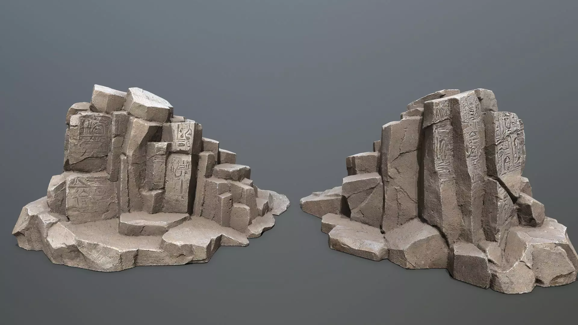 Egyptian rocks Set Low-poly 3D model_5