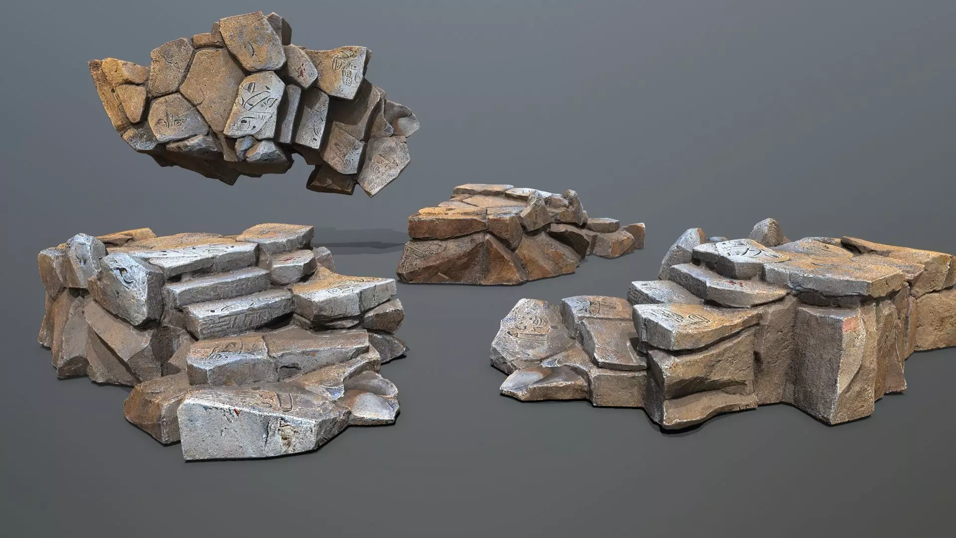 Egyptian rocks Set Low-poly 3D model_14