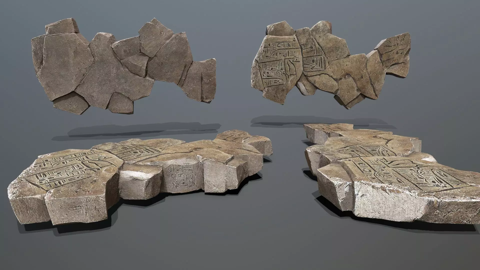 Egyptian rocks Set Low-poly 3D model_15