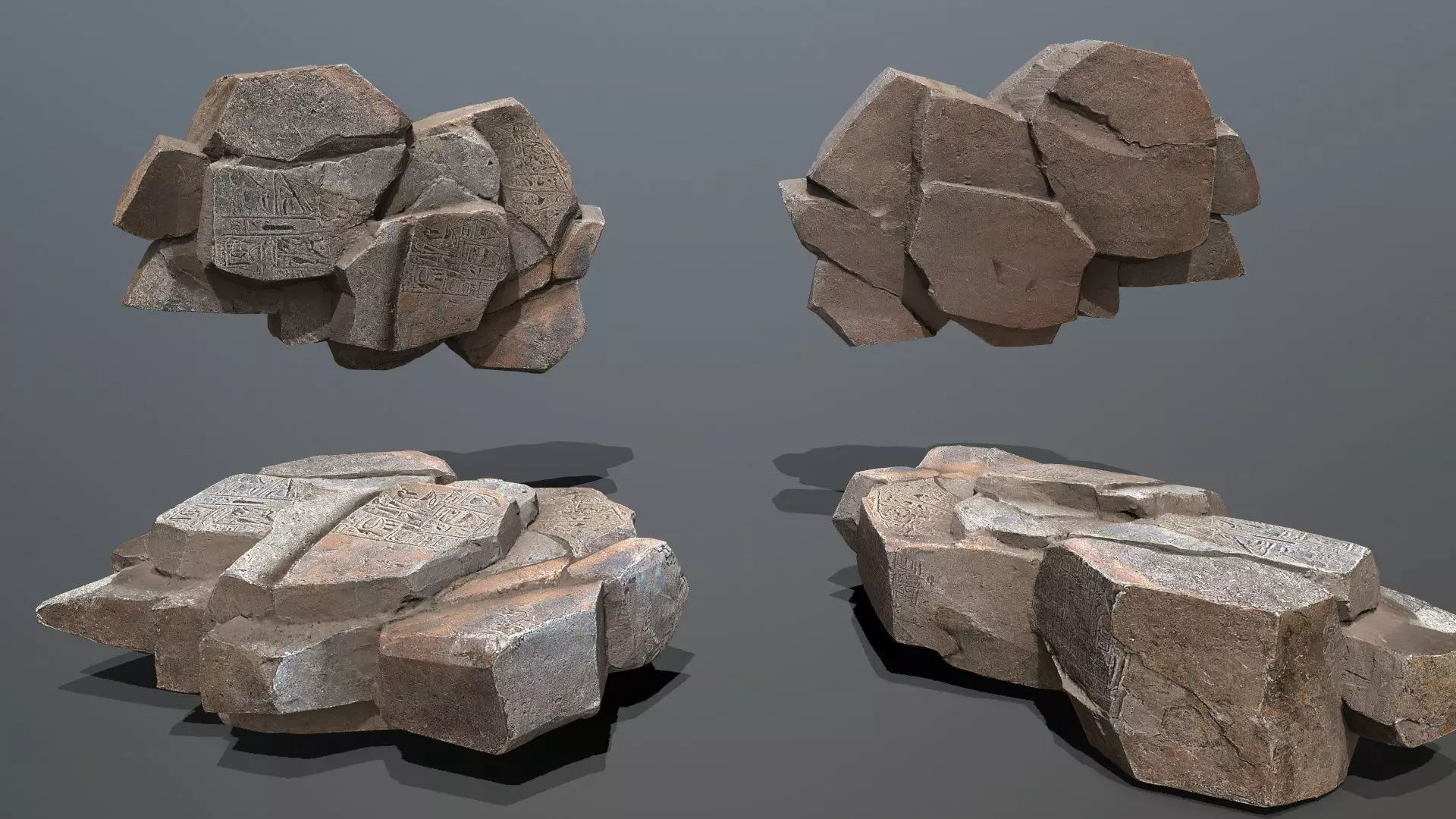 Egyptian rocks Set Low-poly 3D model_10