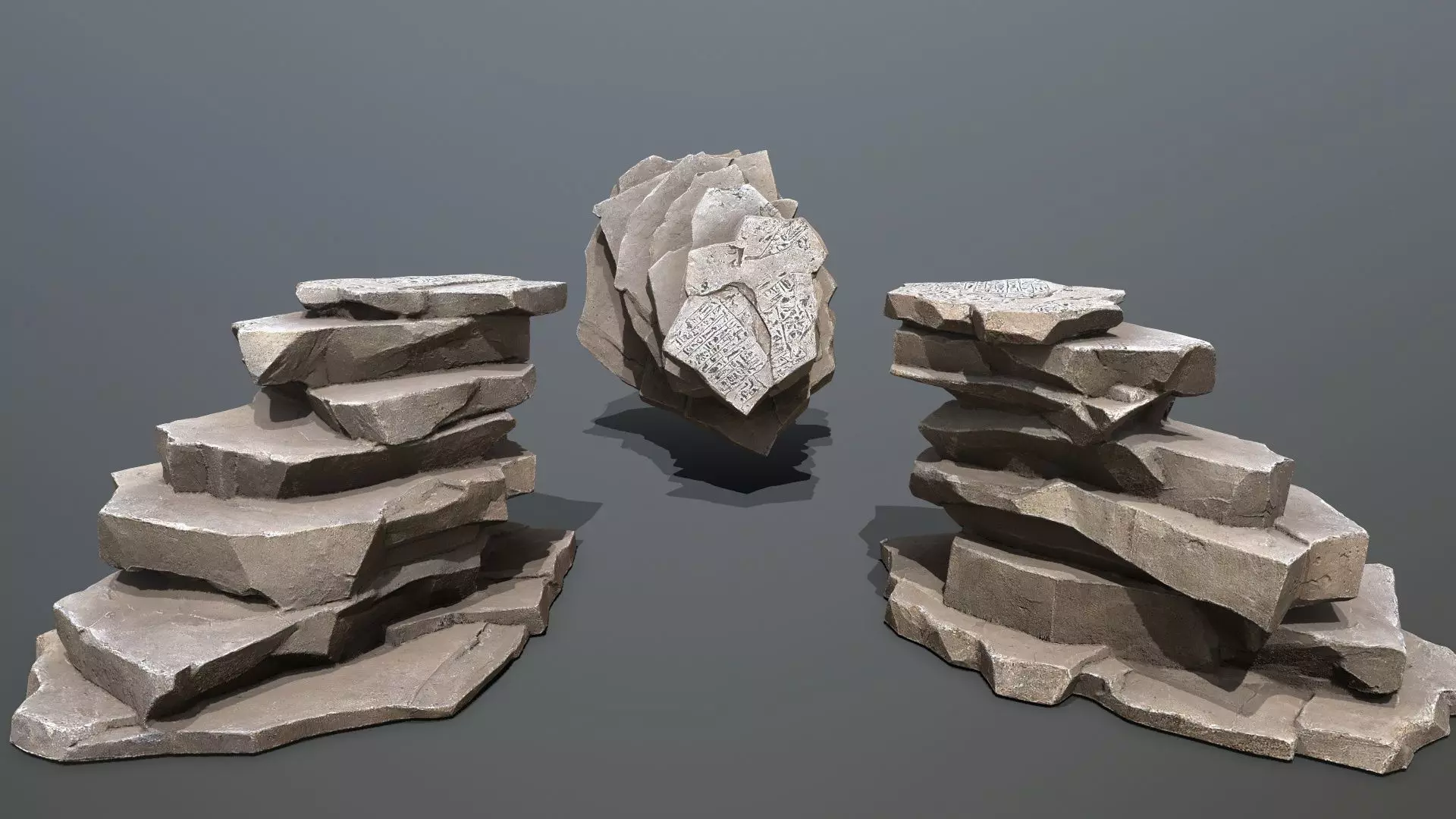 Egyptian rocks Set Low-poly 3D model_13