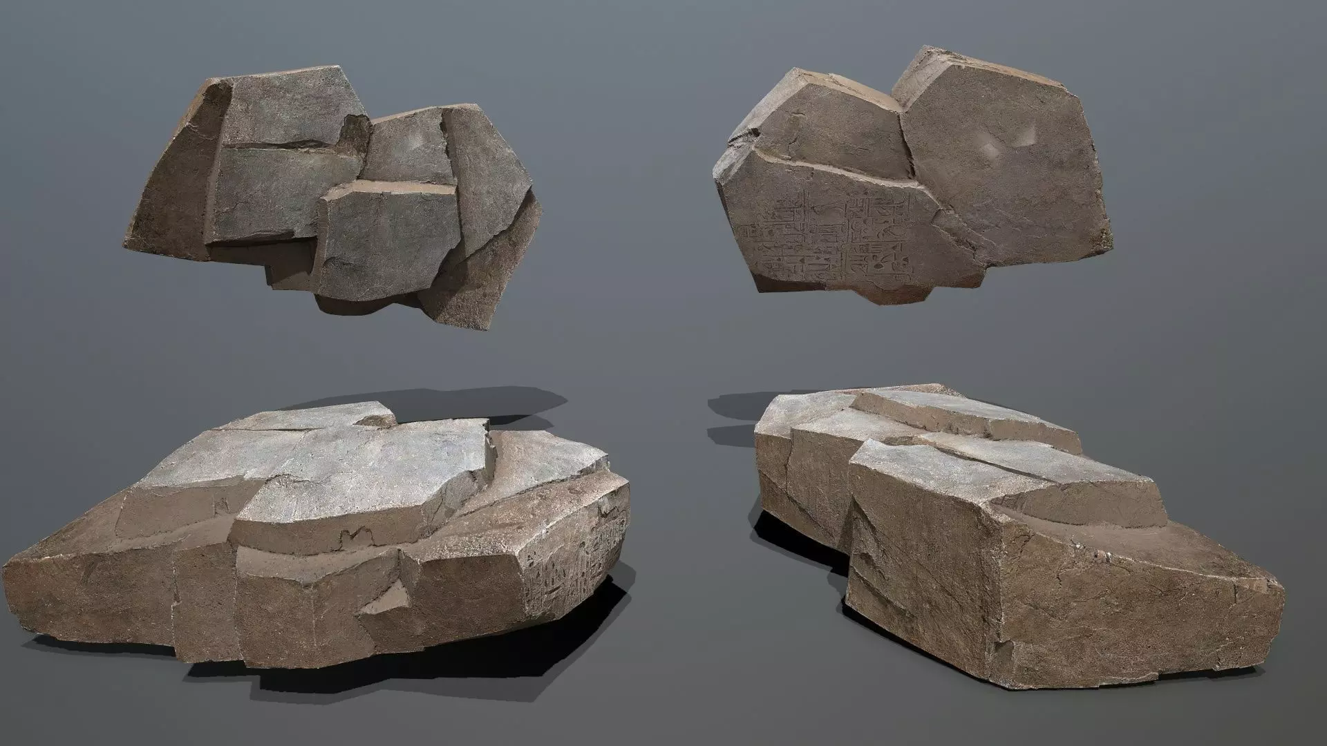 Egyptian rocks Set Low-poly 3D model_11
