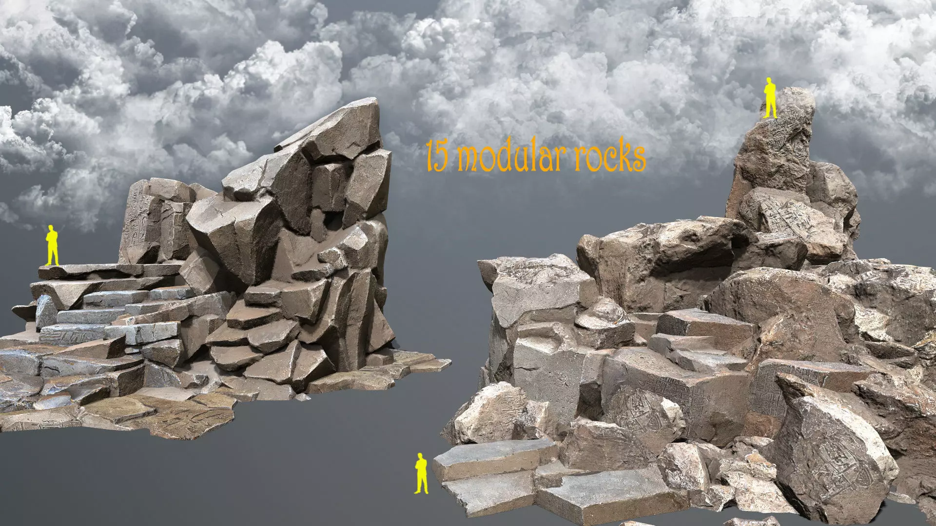 Egyptian rocks Set Low-poly 3D model_0