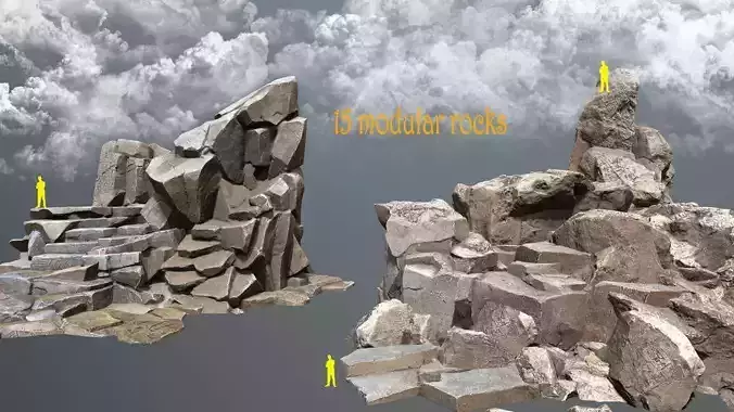 Egyptian rocks Set Low-poly 3D model