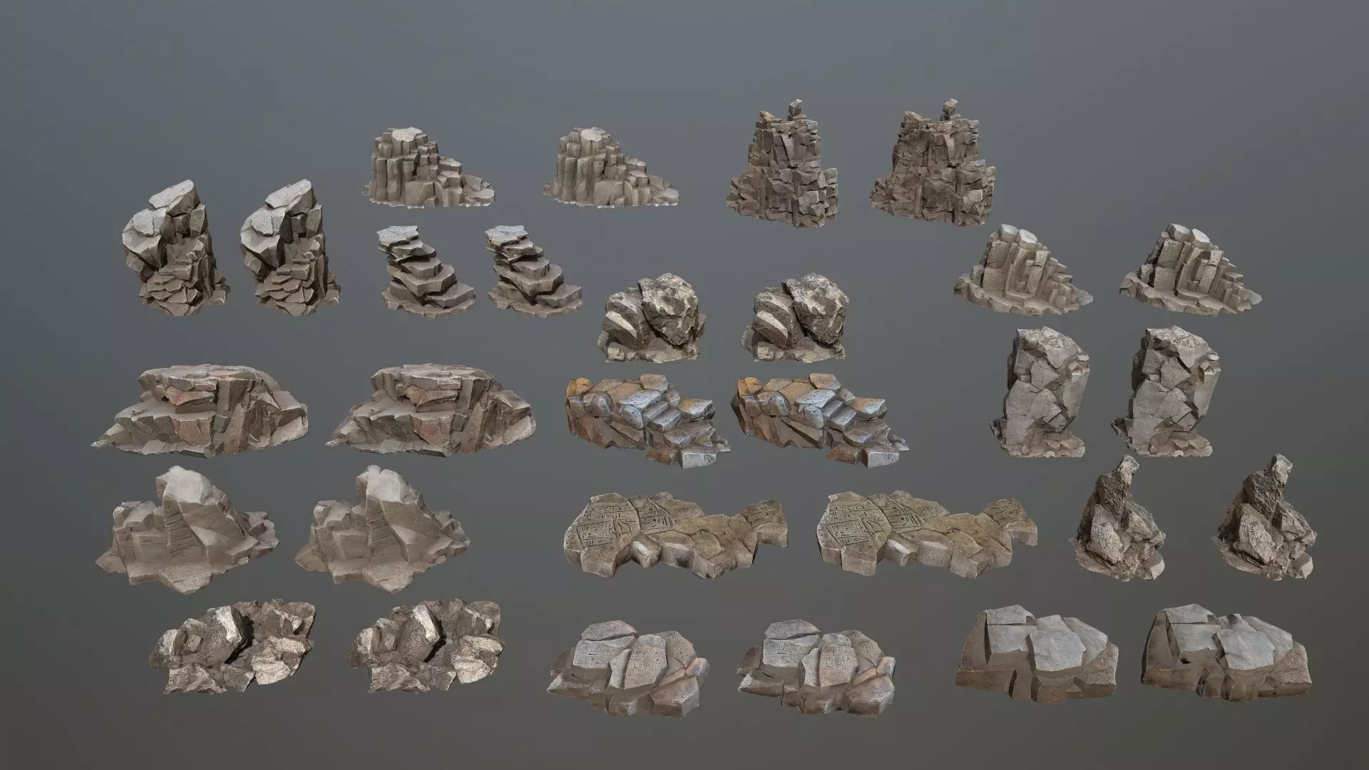 Egyptian rocks Set Low-poly 3D model_32