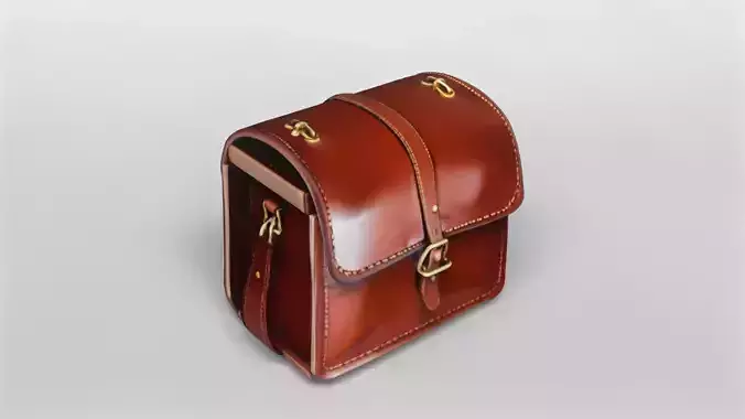 Vintage Leather Shoulder Bag 3D Model