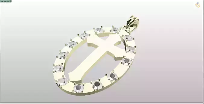 Oval Frame Gemstone Cluster Cross Necklace Item 17