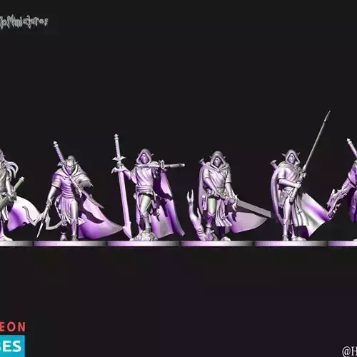 Dark elves Shades with great weapons 3D print model