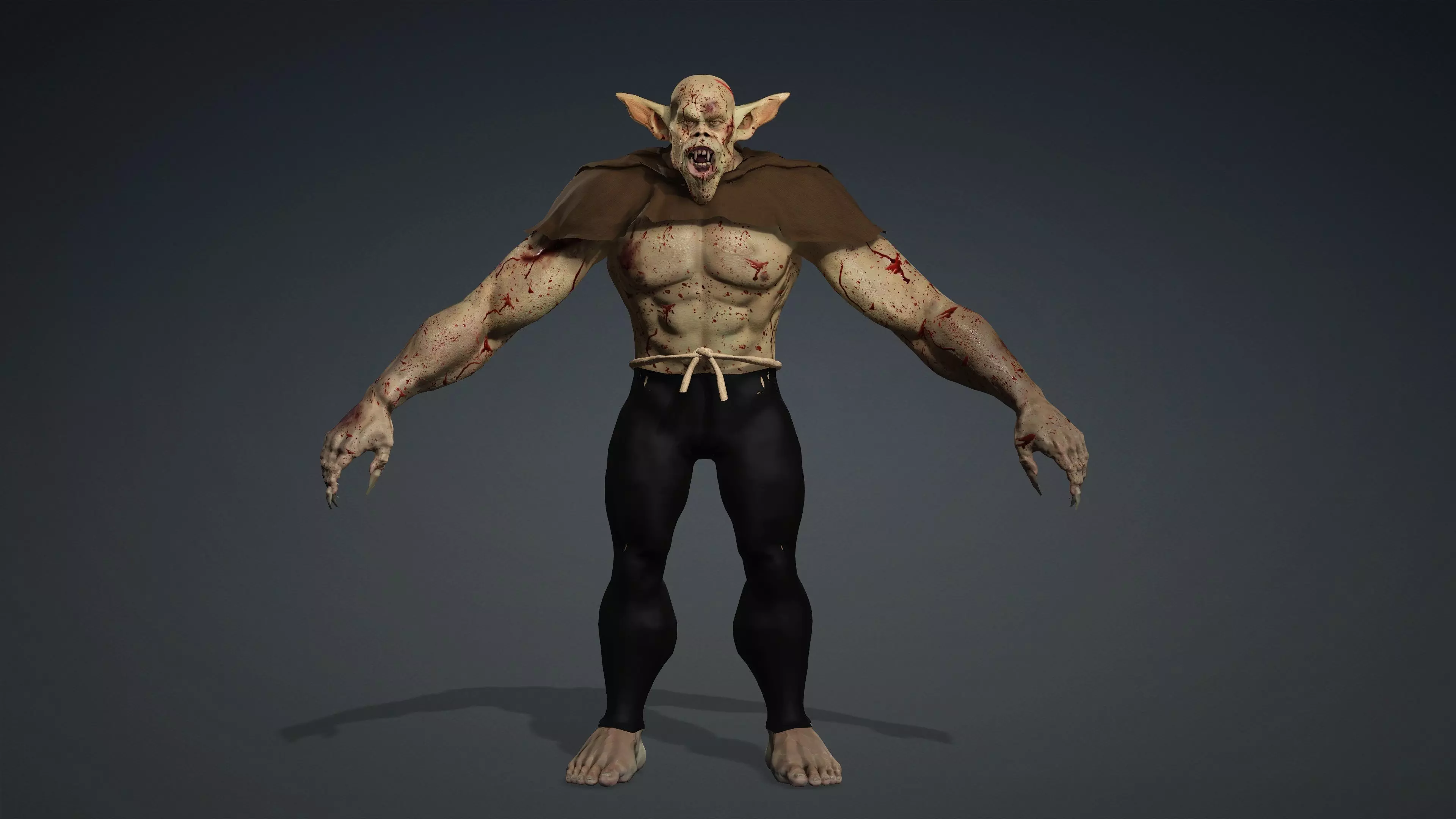 Feral Blood-Splattered Orc Creature - Rigged 3D model_2