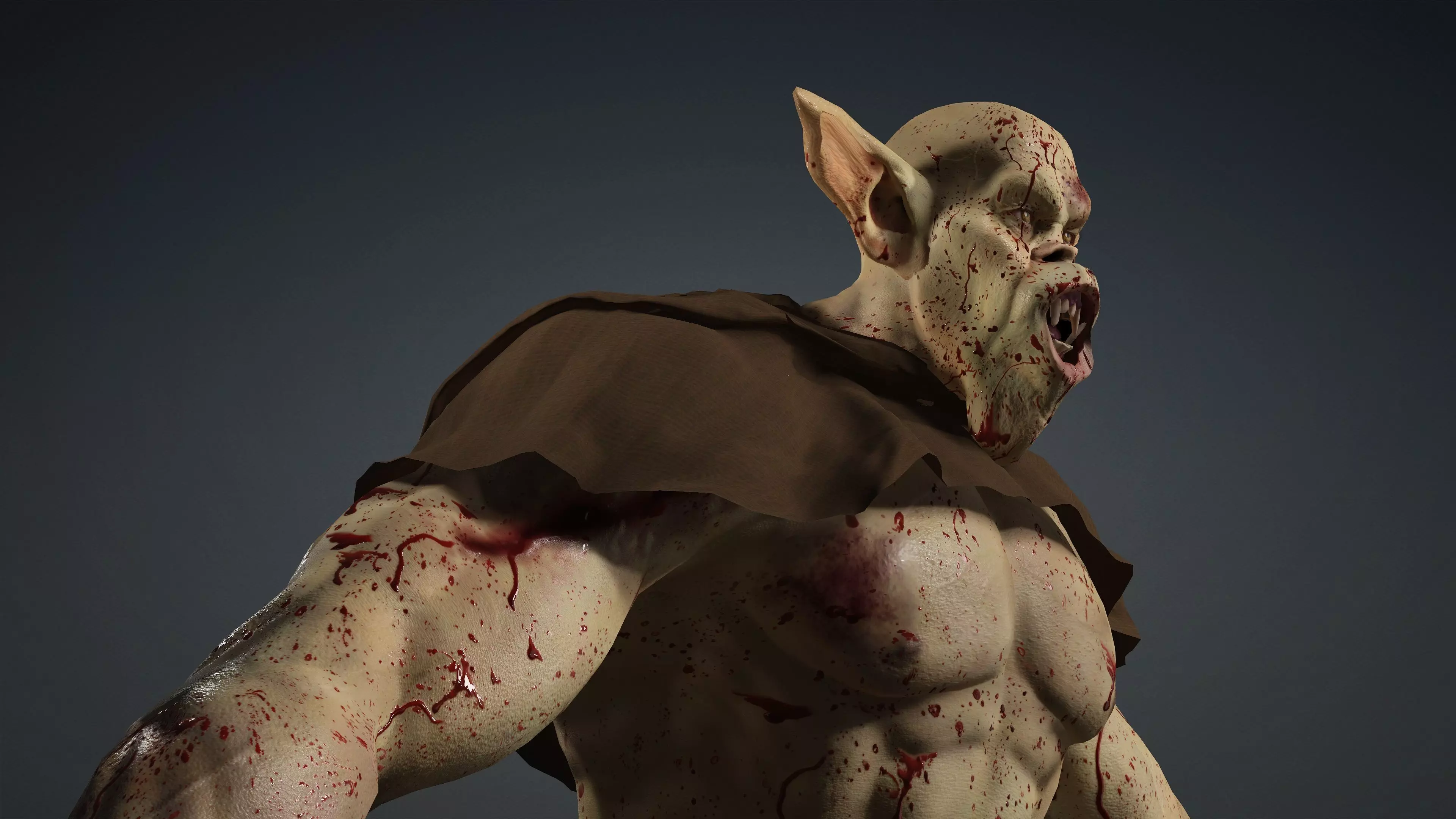 Feral Blood-Splattered Orc Creature - Rigged 3D model_3