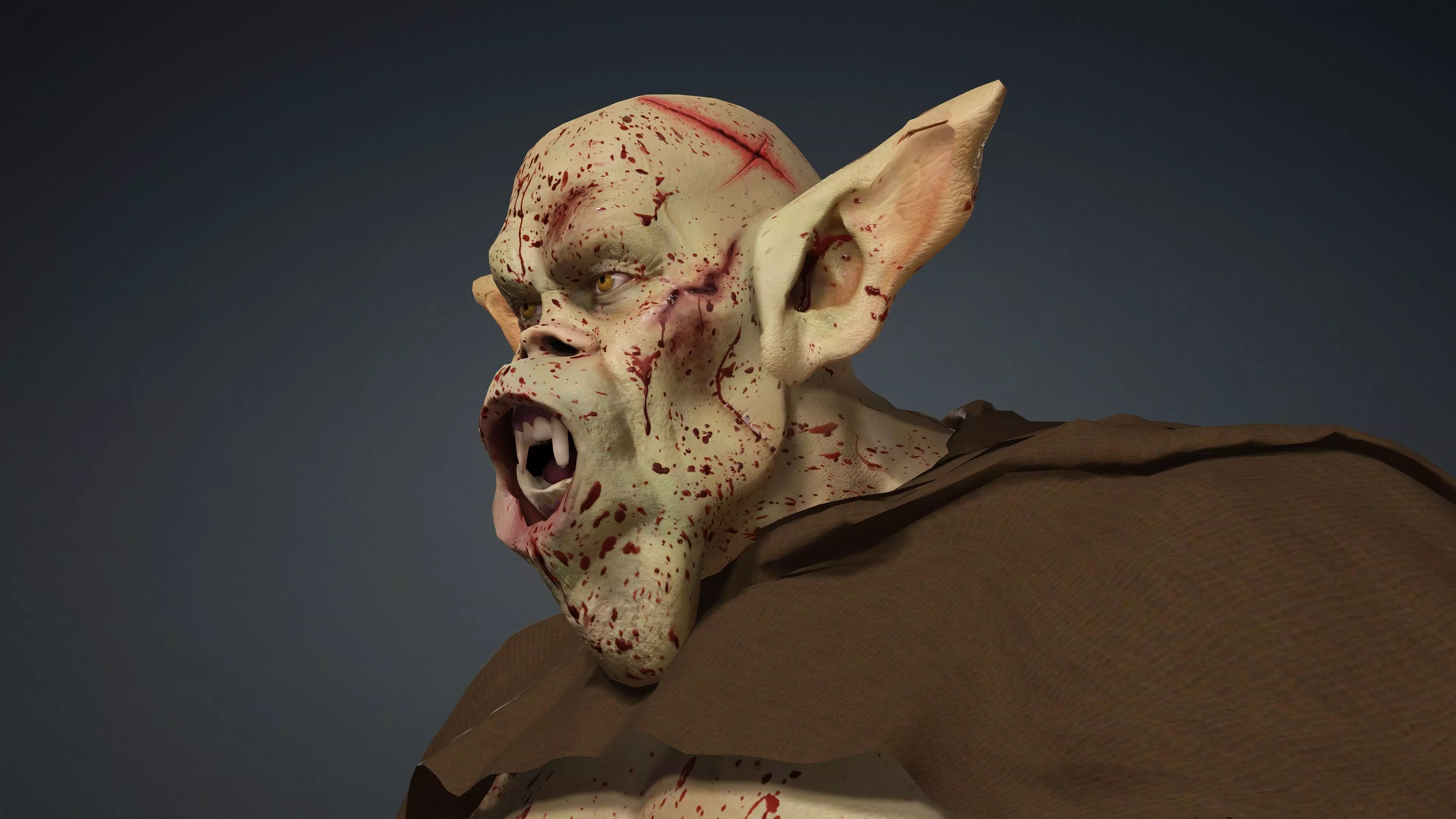 Feral Blood-Splattered Orc Creature - Rigged 3D model_9