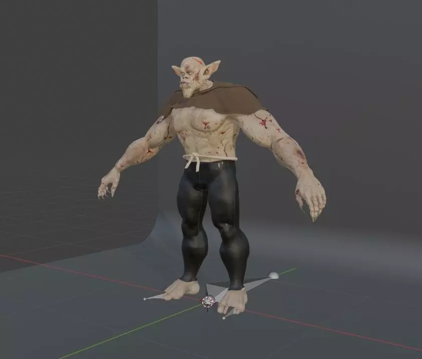Feral Blood-Splattered Orc Creature - Rigged 3D model_13