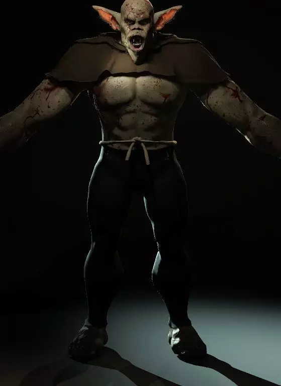 Feral Blood-Splattered Orc Creature - Rigged 3D model_10