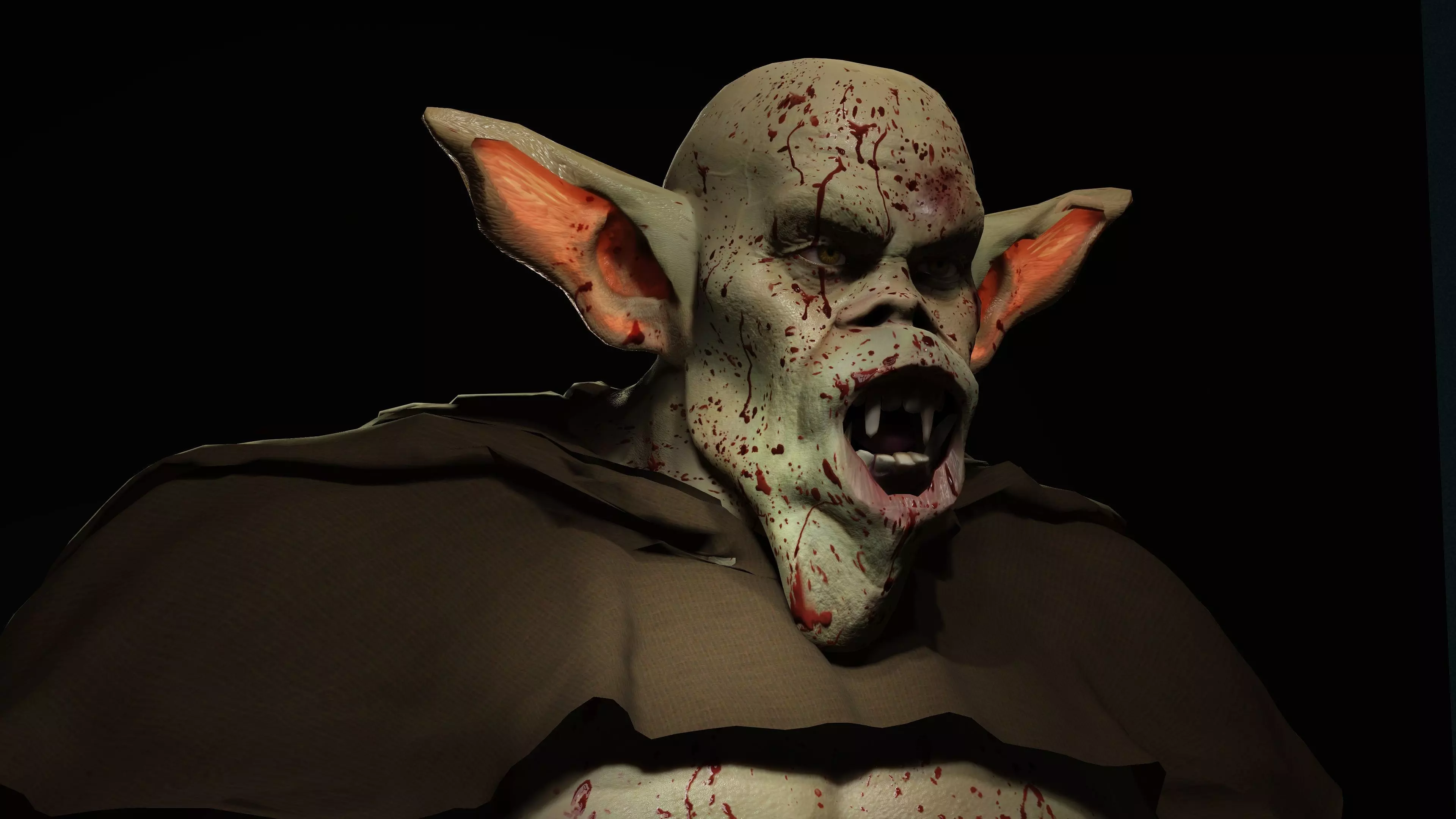Feral Blood-Splattered Orc Creature - Rigged 3D model_0