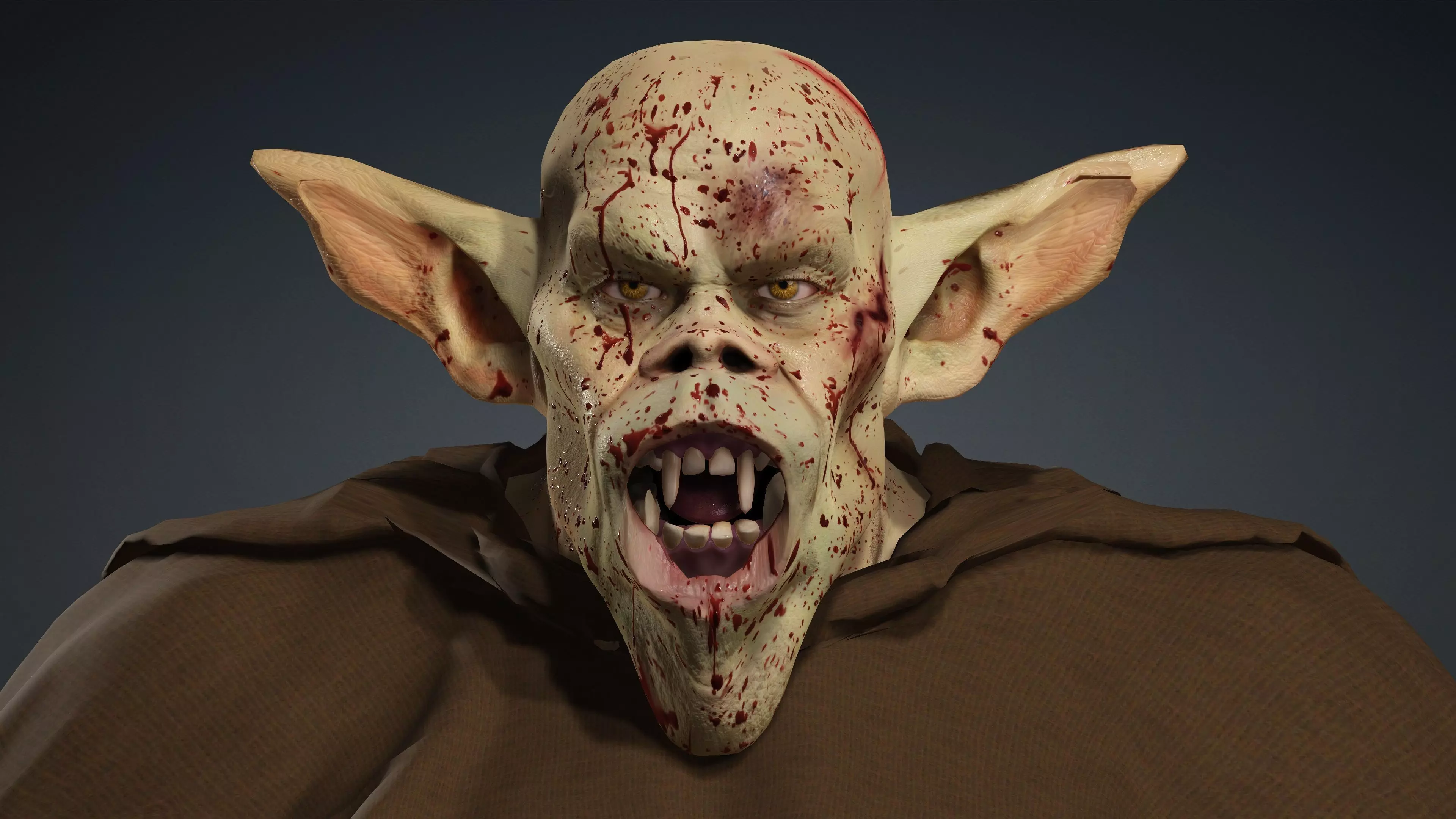 Feral Blood-Splattered Orc Creature - Rigged 3D model_5