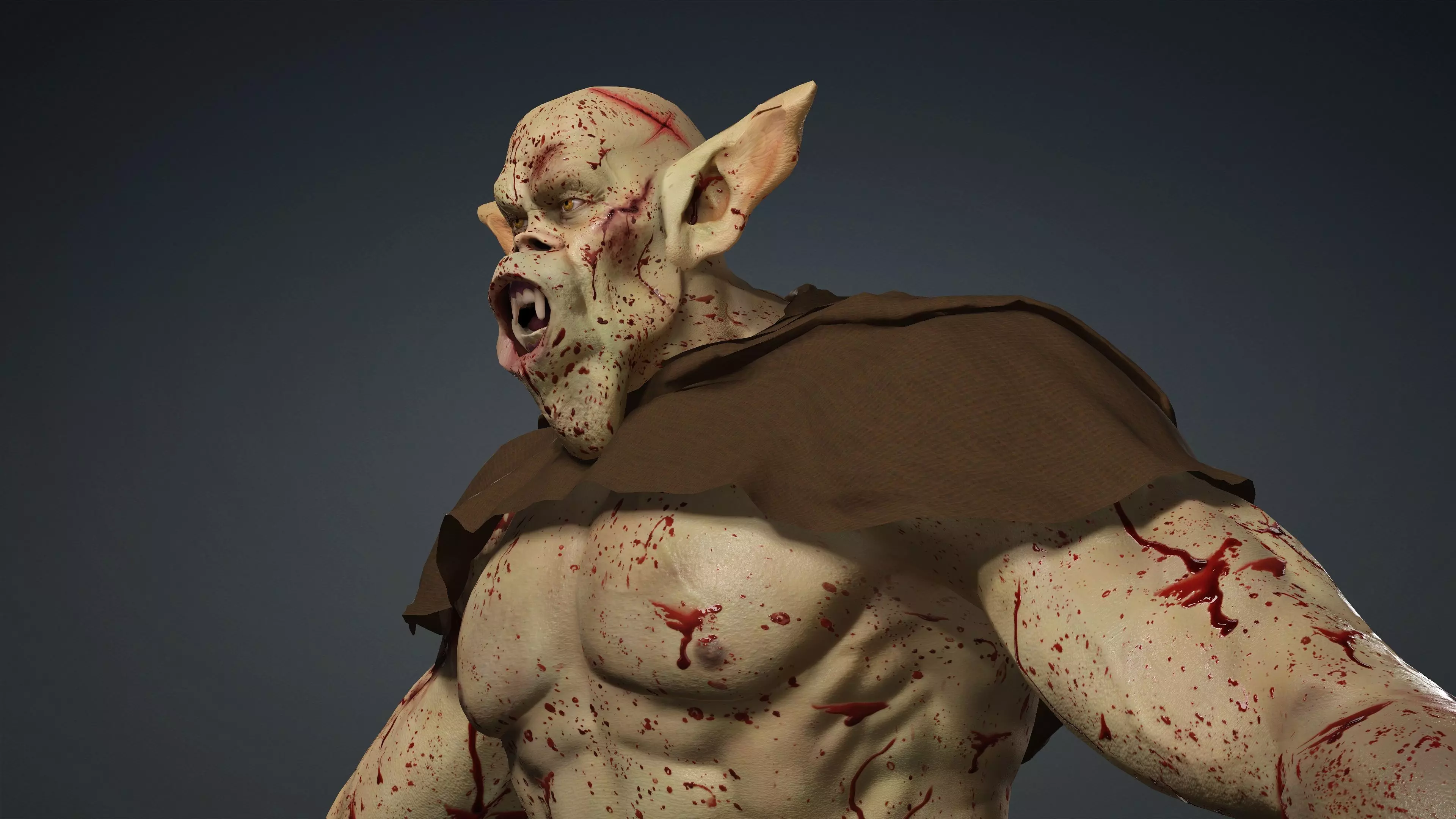 Feral Blood-Splattered Orc Creature - Rigged 3D model_1