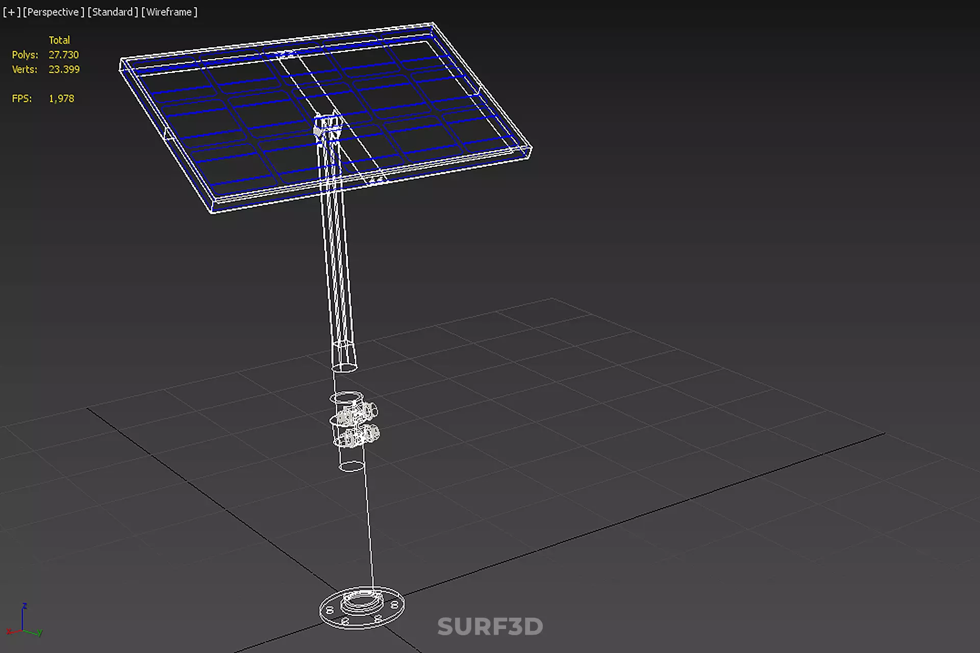 STAND MOUNTED FRAME POLE SOLAR CELL PANEL PV MODULE PHOTOVOLTAIC 3D model_30