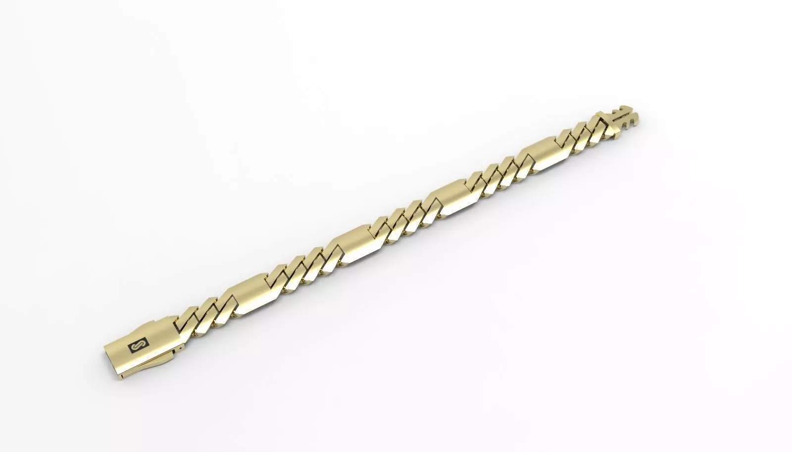 11mm Monaco Edge Hollow Cuban Bracelet 3D Jewelry Model 3D print model_1