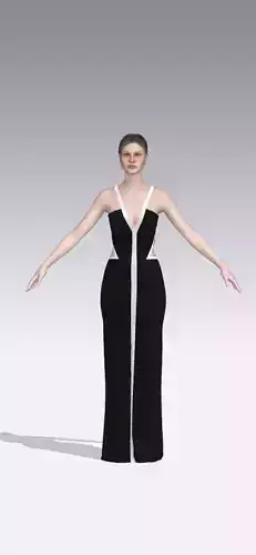 dress y neckline long dress black white look