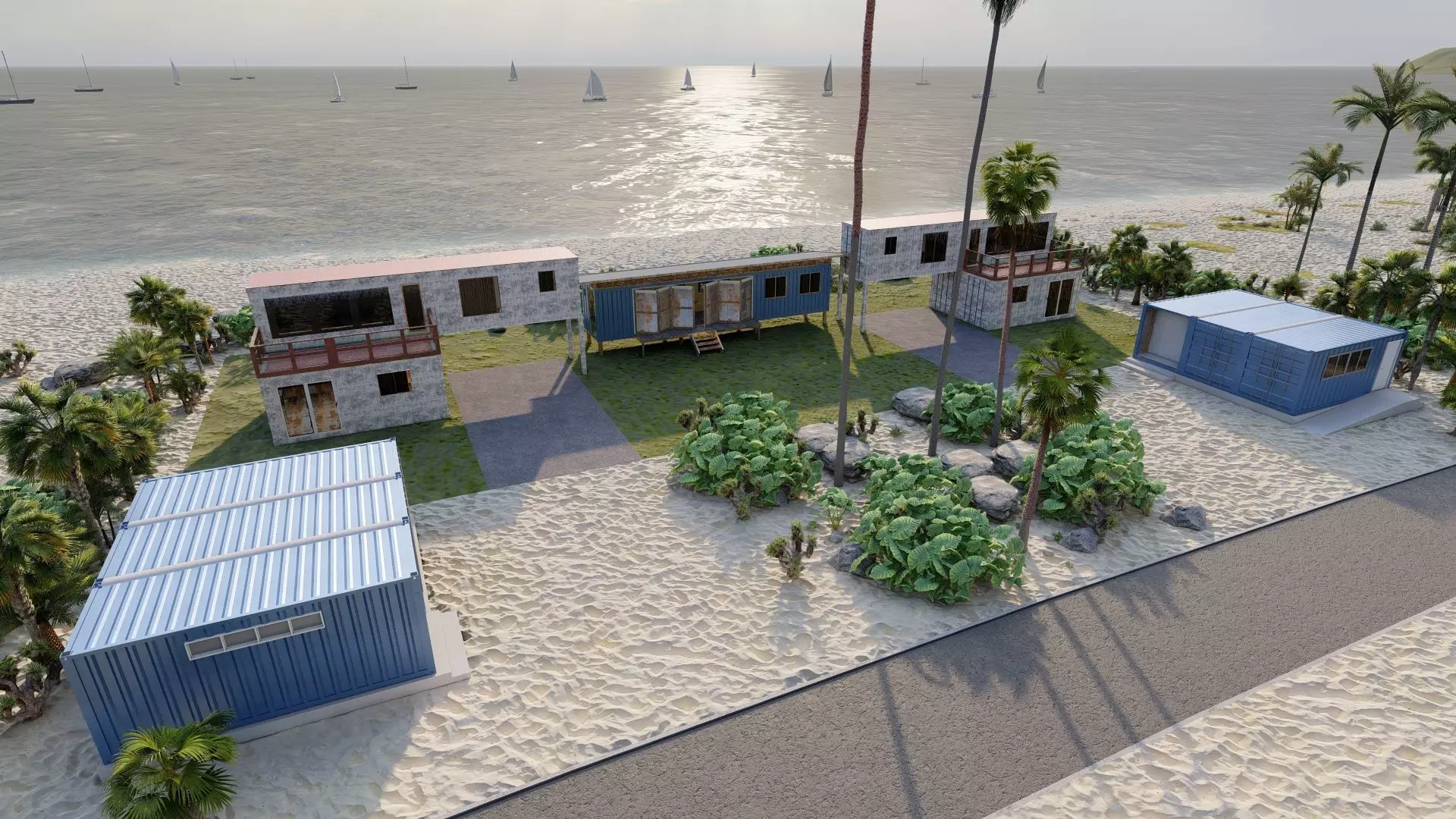 Temporary villa - villa condo - container building 3D model_18