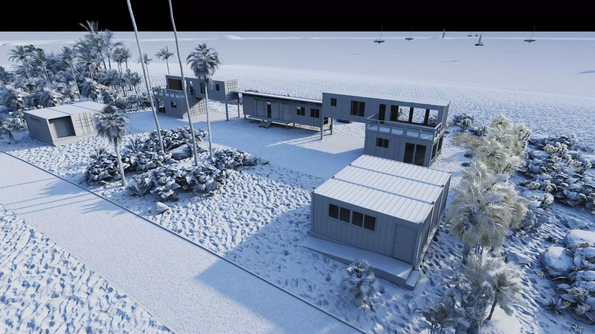 Temporary villa - villa condo - container building 3D model_20