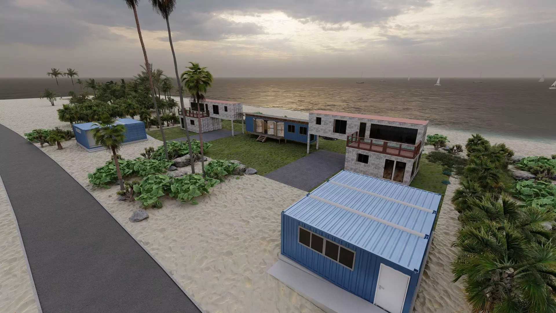 Temporary villa - villa condo - container building 3D model_27