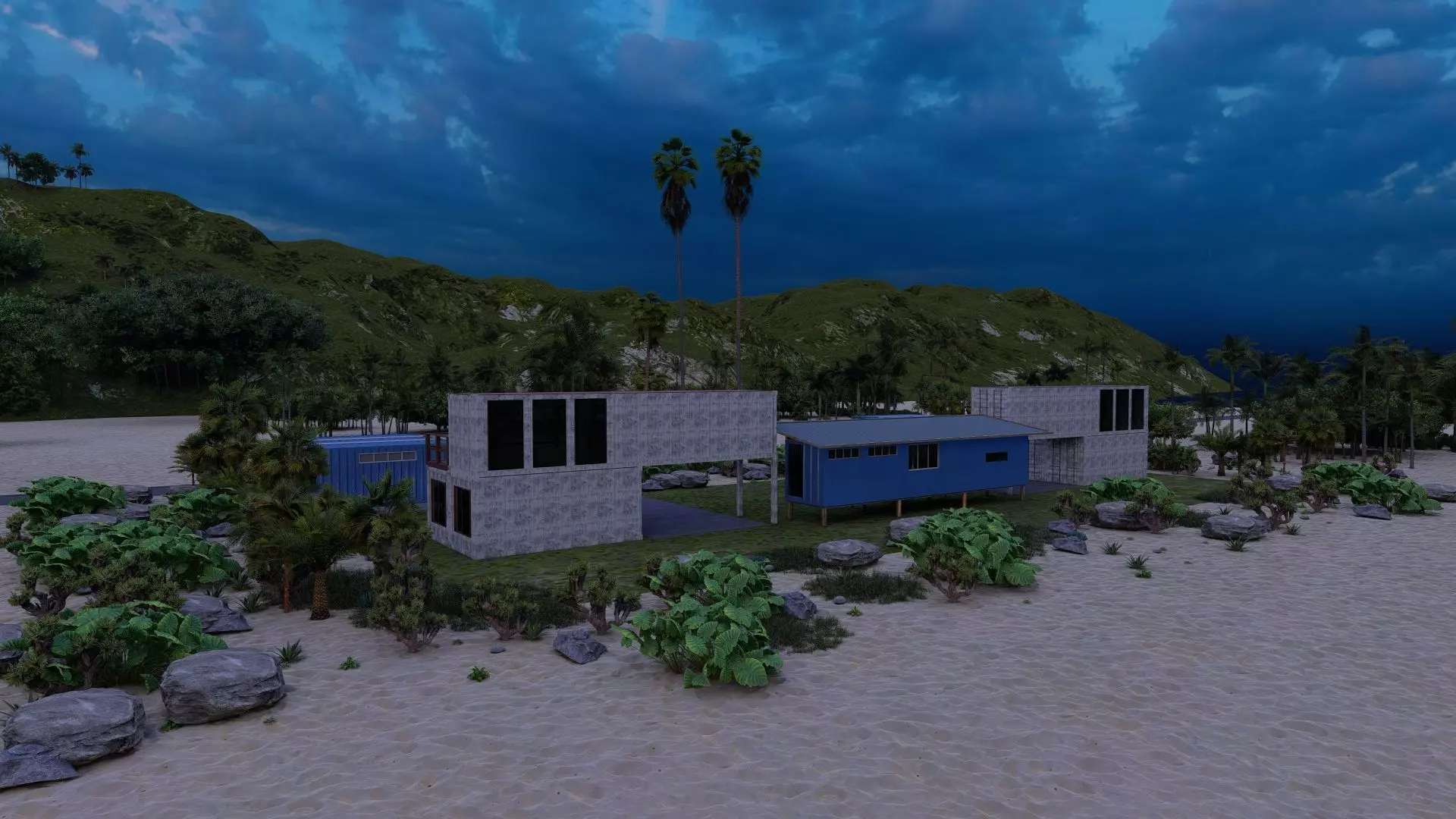 Temporary villa - villa condo - container building 3D model_10