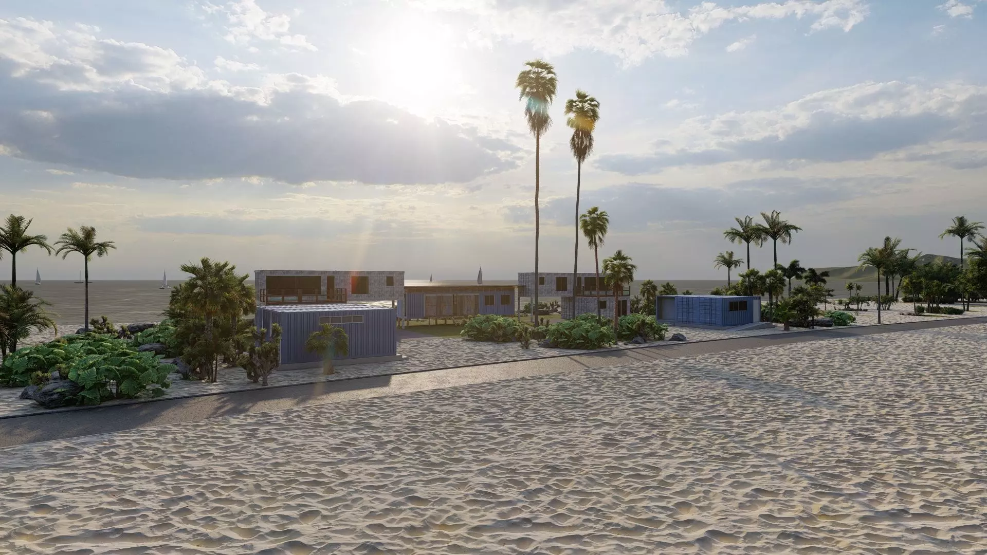 Temporary villa - villa condo - container building 3D model_3