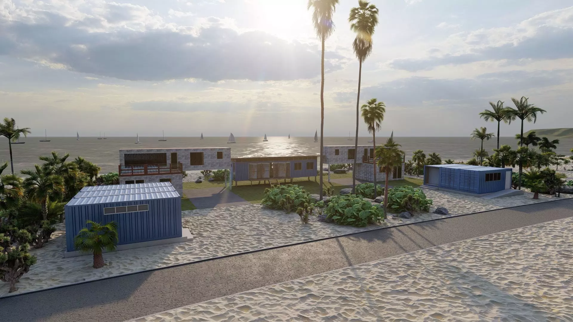 Temporary villa - villa condo - container building 3D model_17