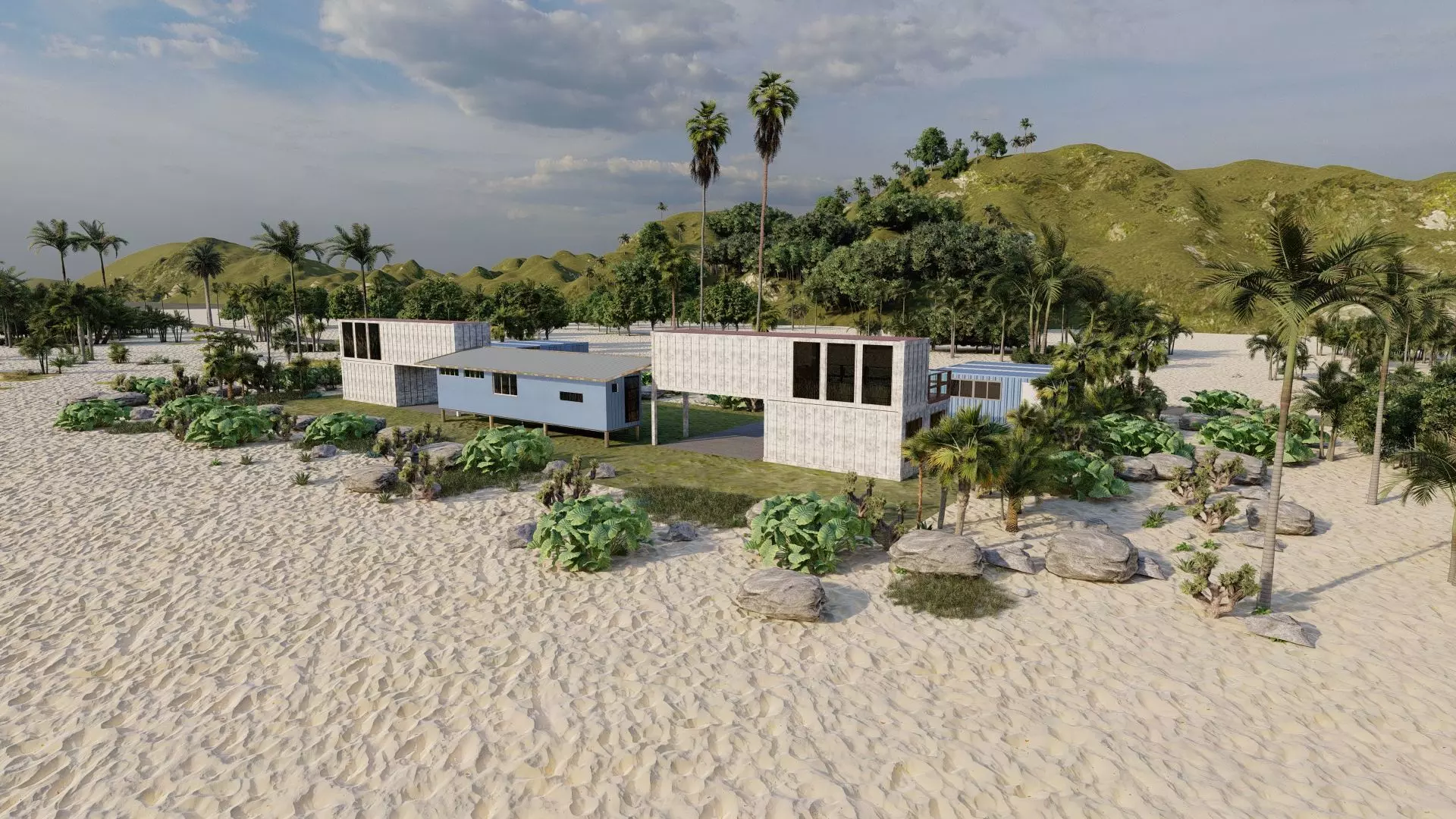 Temporary villa - villa condo - container building 3D model_2