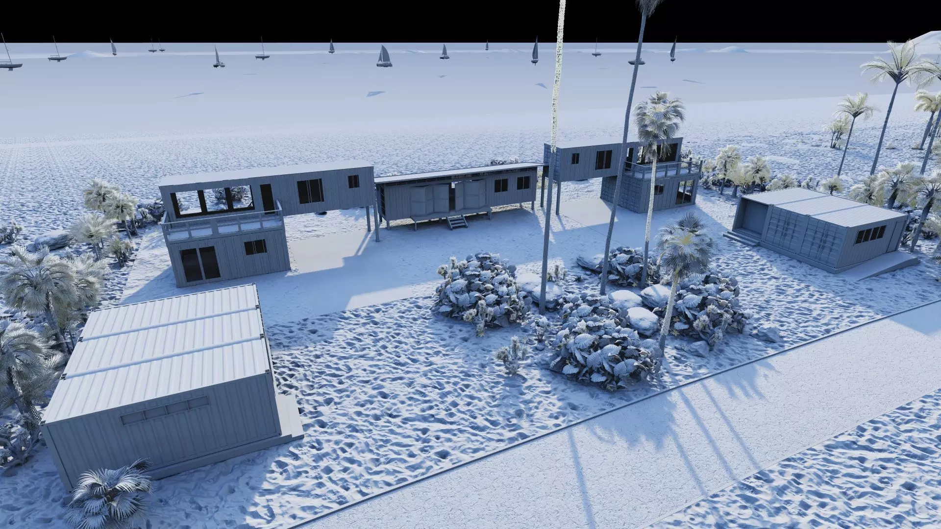 Temporary villa - villa condo - container building 3D model_19