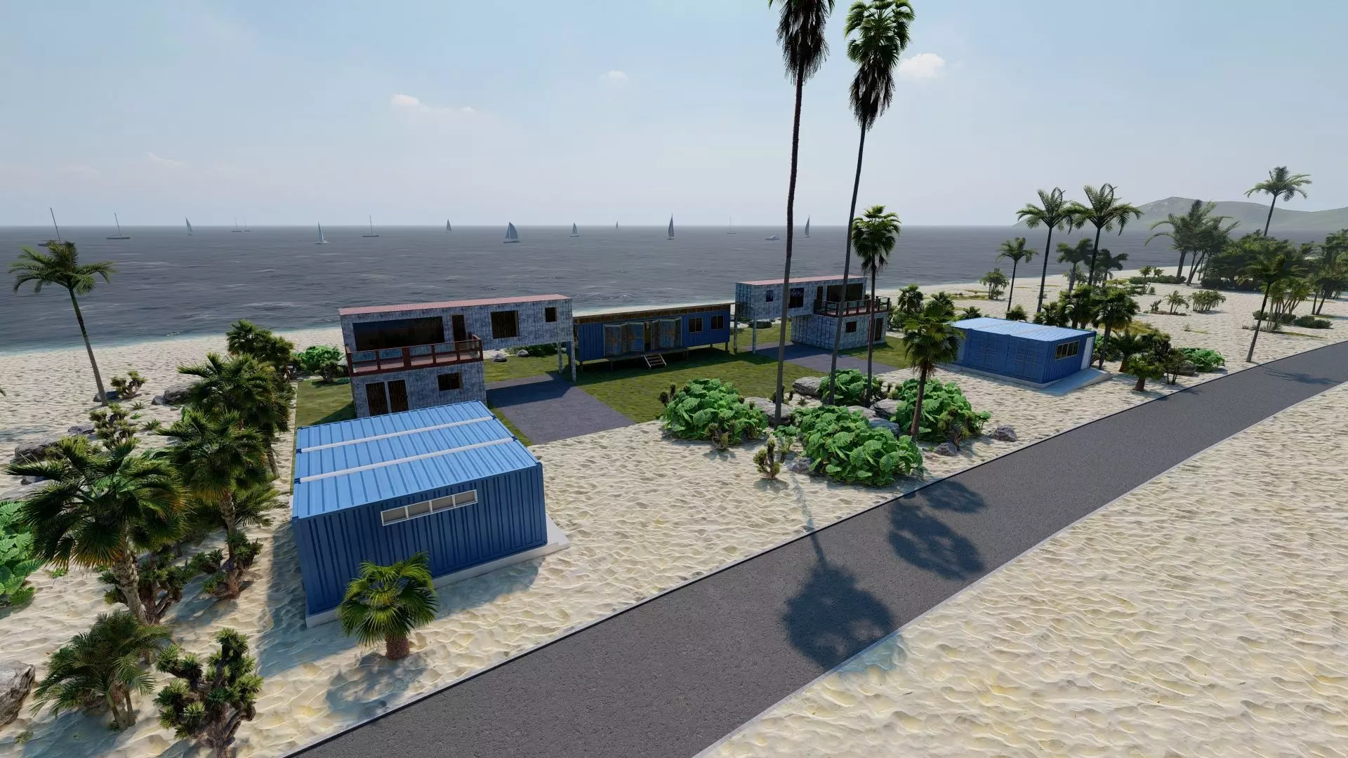 Temporary villa - villa condo - container building 3D model_0