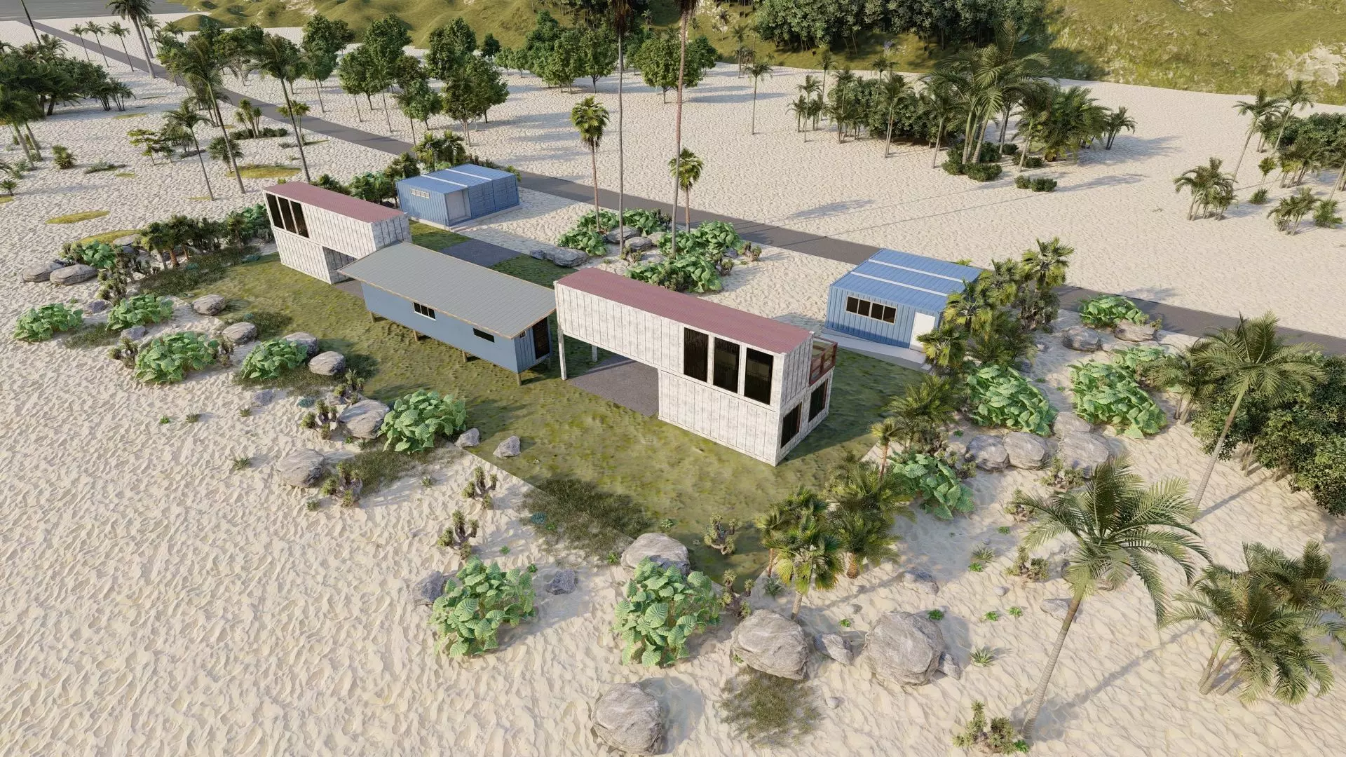 Temporary villa - villa condo - container building 3D model_12