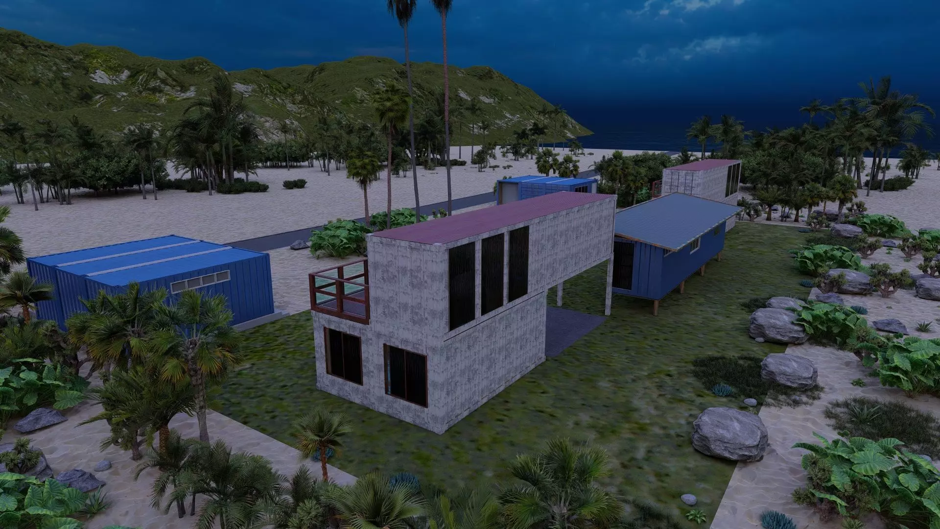 Temporary villa - villa condo - container building 3D model_26