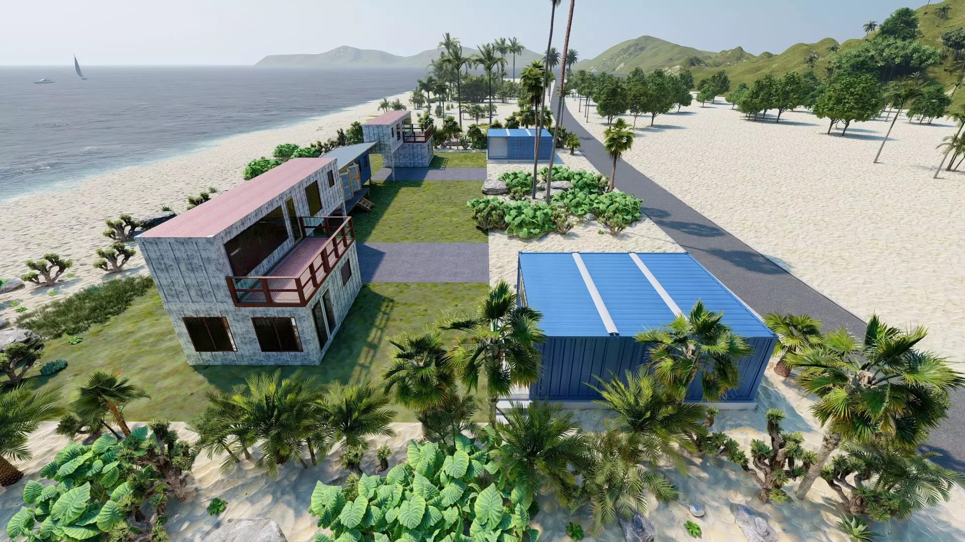 Temporary villa - villa condo - container building 3D model_24