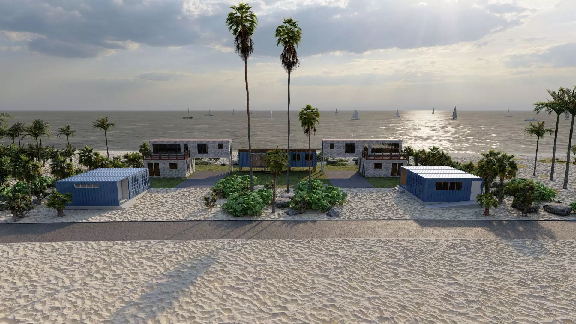 Temporary villa - villa condo - container building 3D model_1