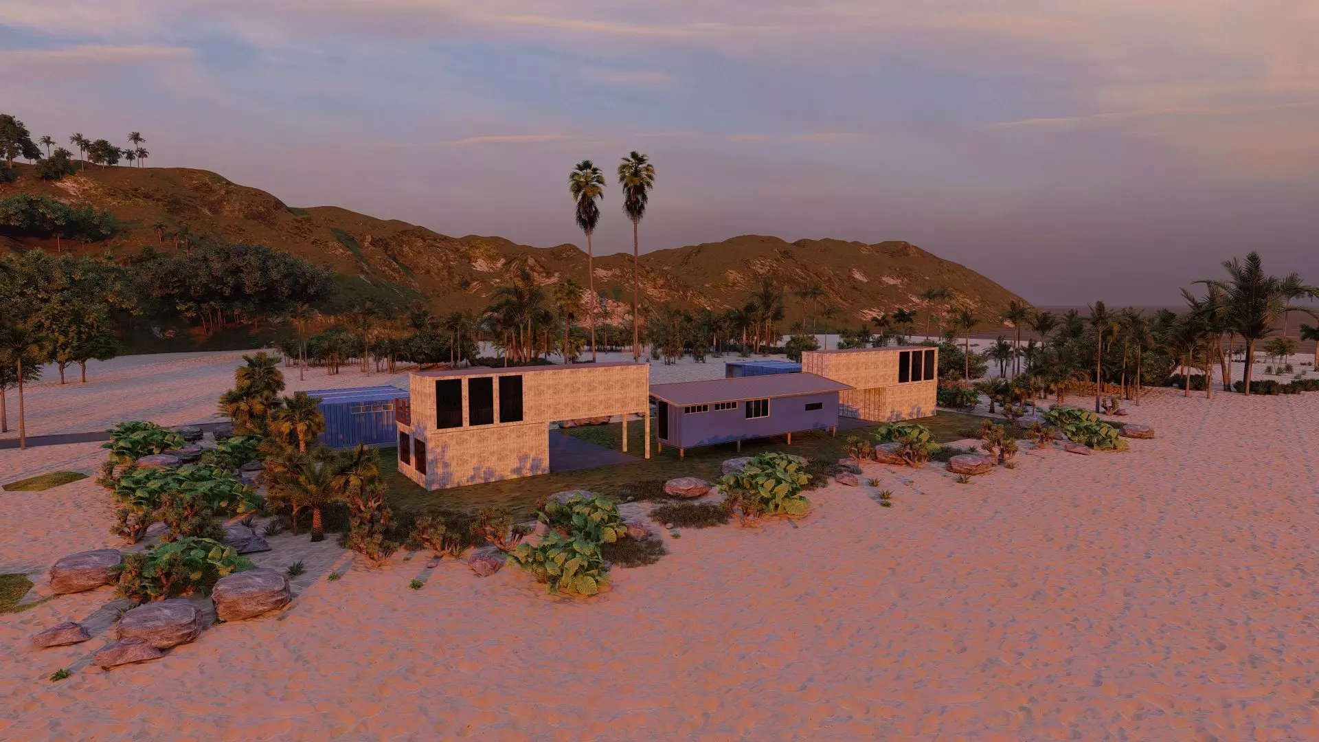 Temporary villa - villa condo - container building 3D model_9