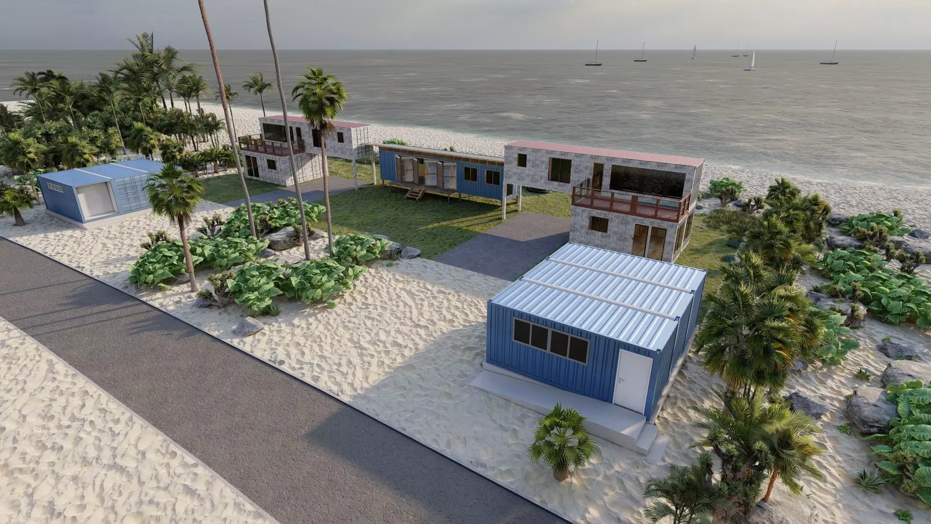 Temporary villa - villa condo - container building 3D model_21