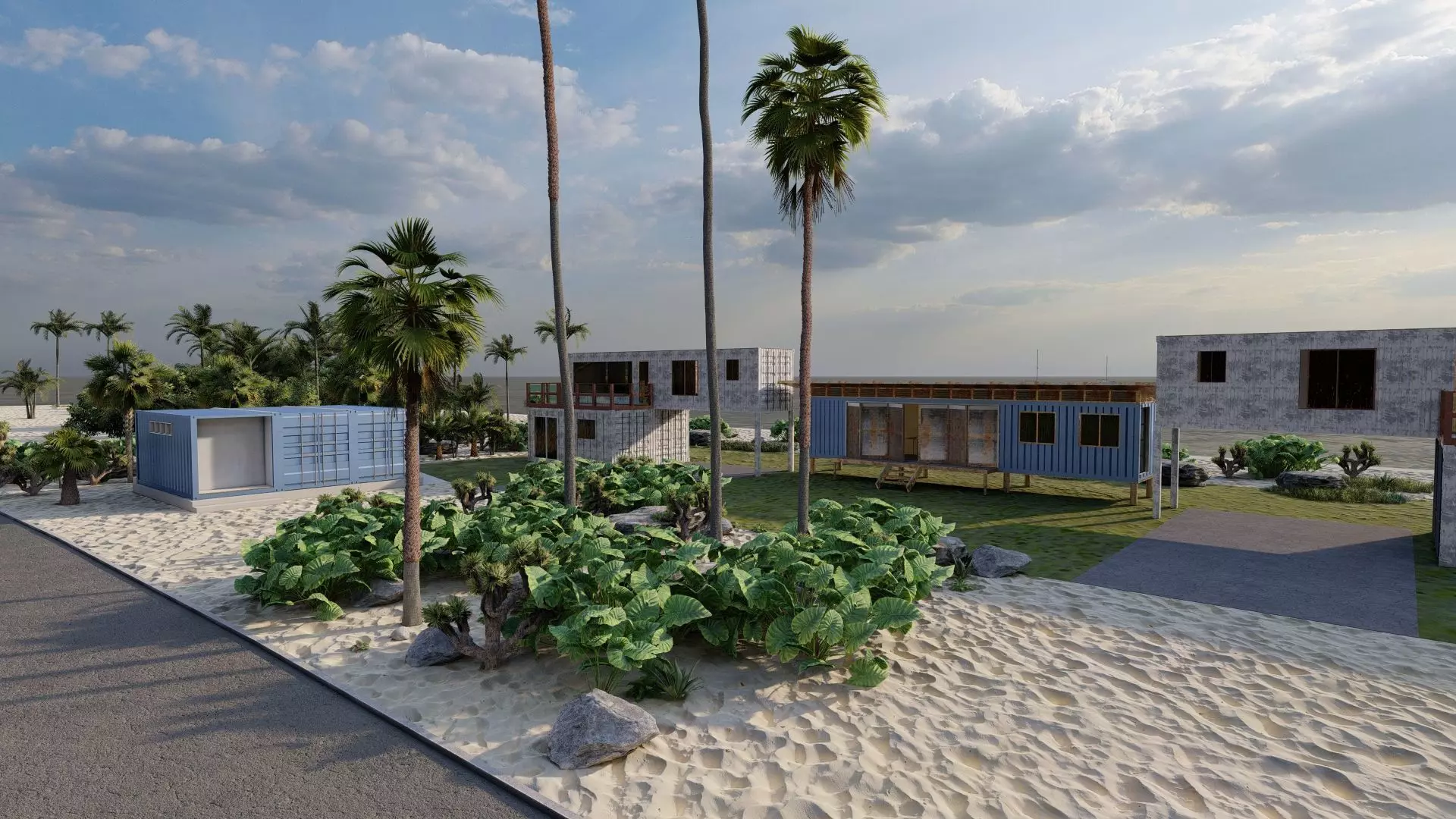 Temporary villa - villa condo - container building 3D model_22