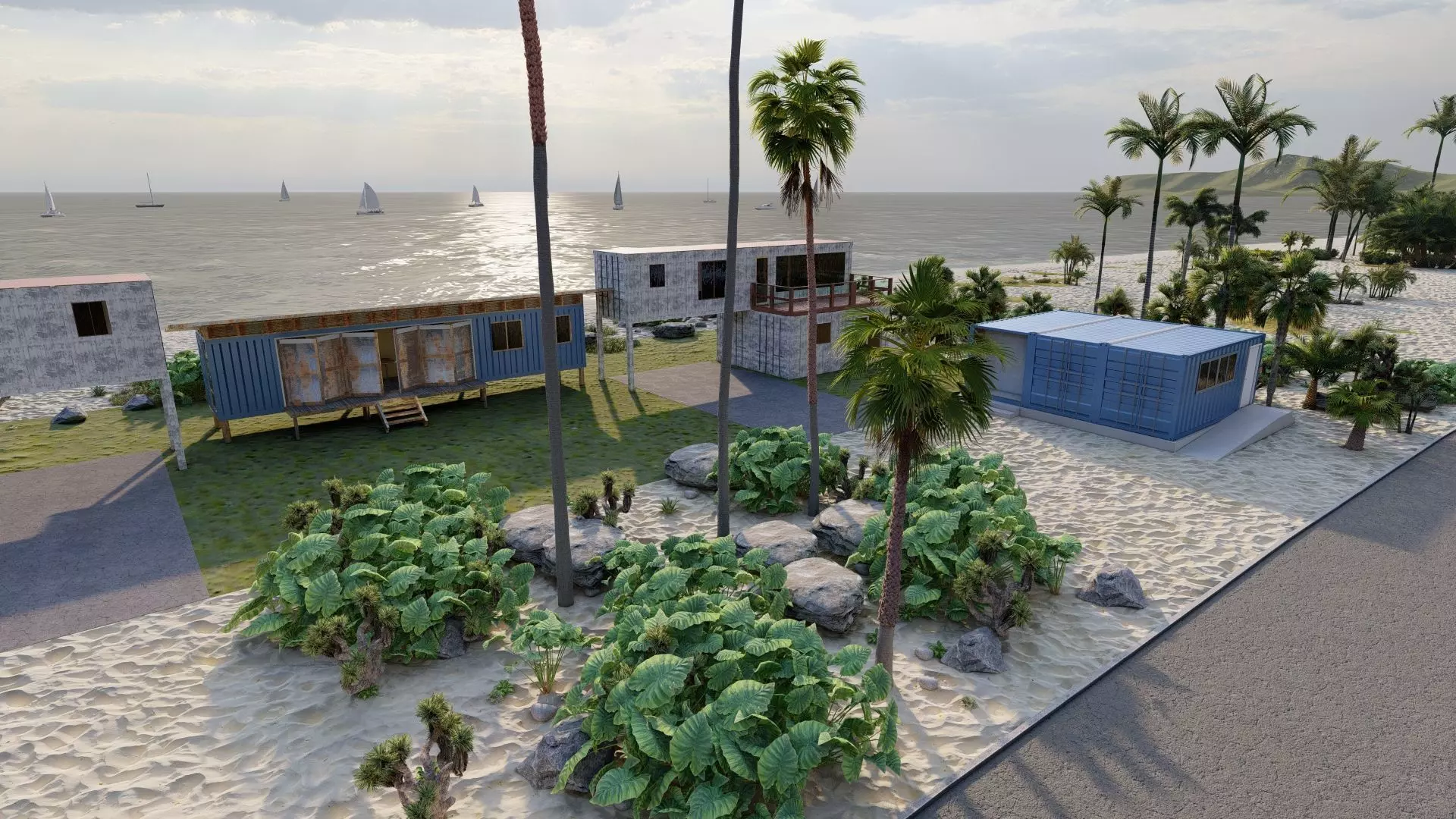 Temporary villa - villa condo - container building 3D model_29