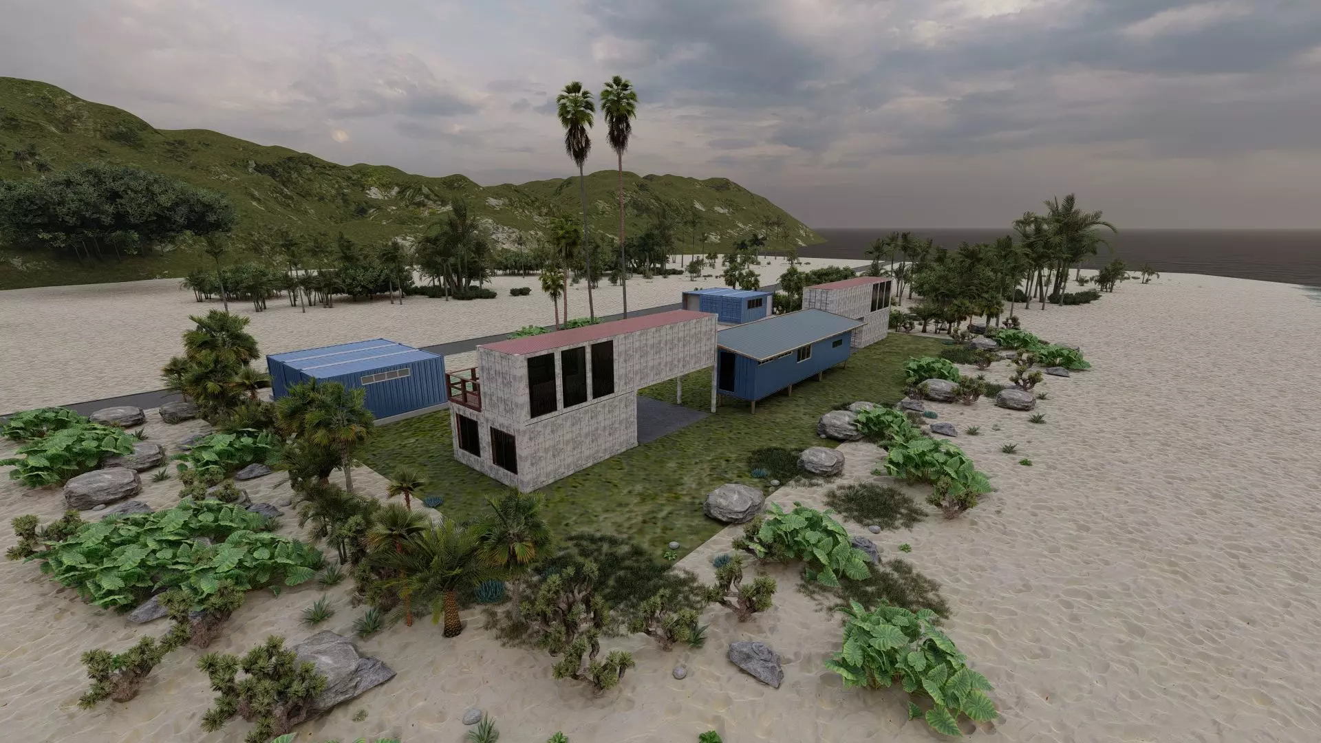 Temporary villa - villa condo - container building 3D model_7