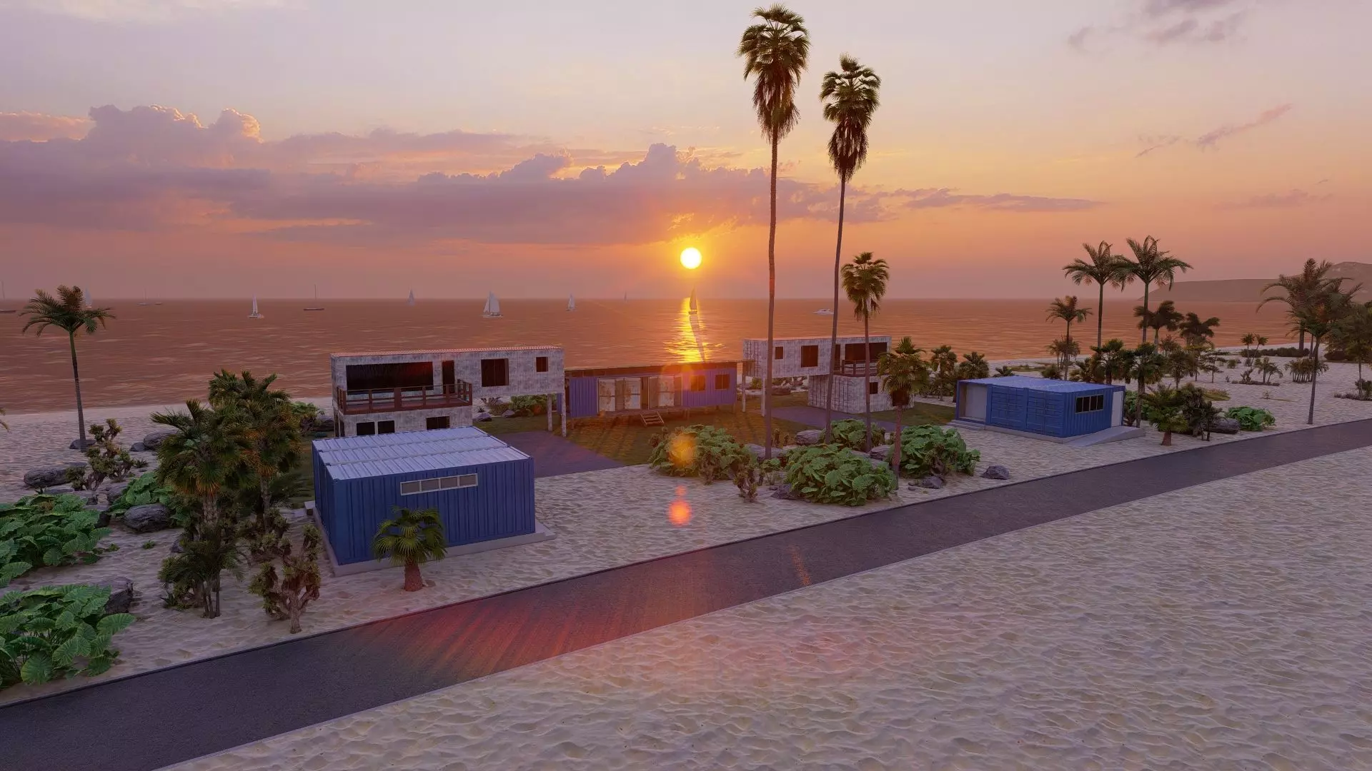 Temporary villa - villa condo - container building 3D model_28