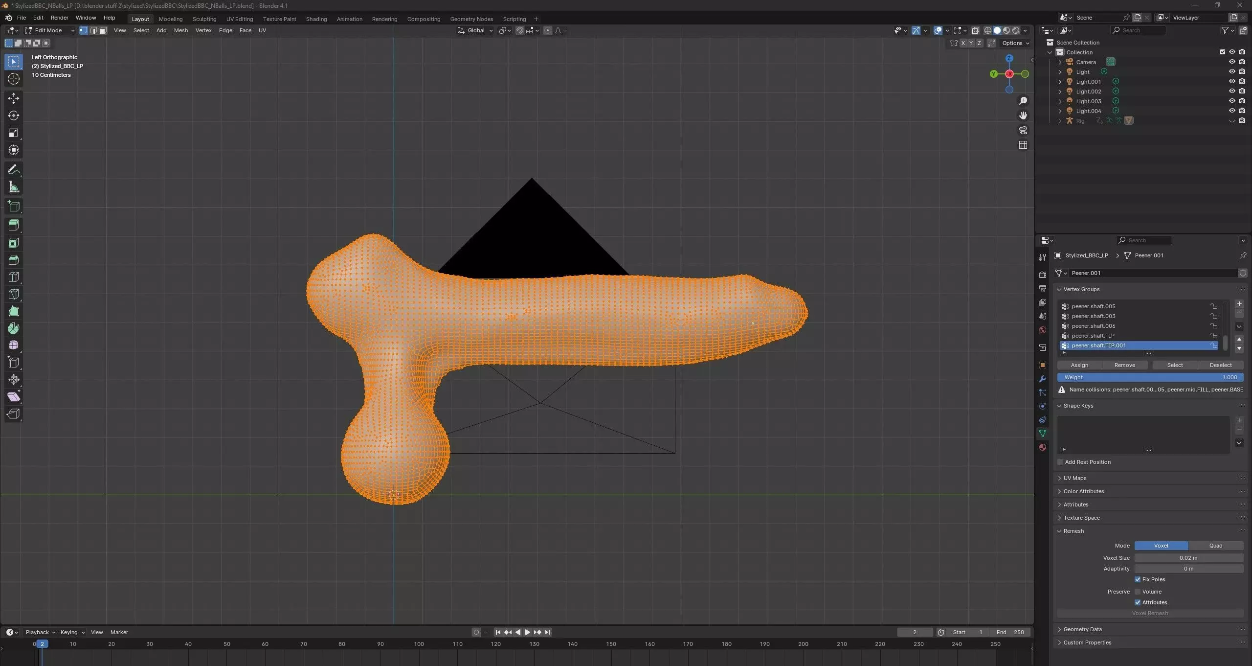 Stylized BBC Penis and balls Rigged Lowpoly and Highpoly Low-poly 3D model_2