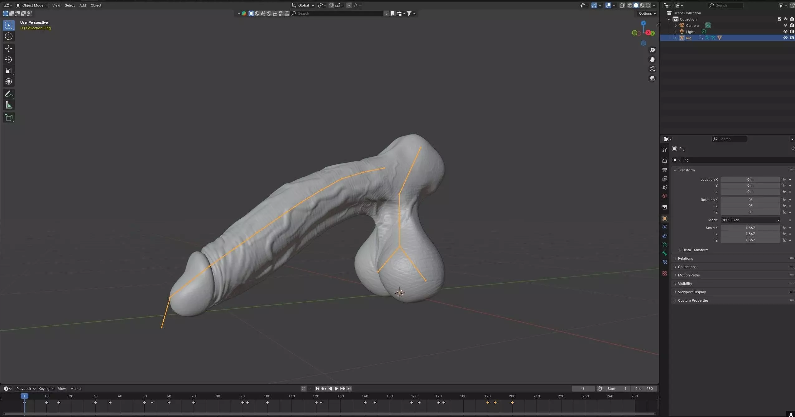 Stylized BBC Penis and balls Rigged Lowpoly and Highpoly Low-poly 3D model_1