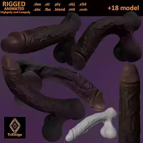 Stylized BBC Penis and balls Rigged Lowpoly and Highpoly