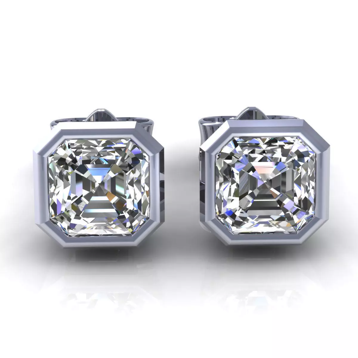 Studs Ascher Bezel Earring 3D print model_2