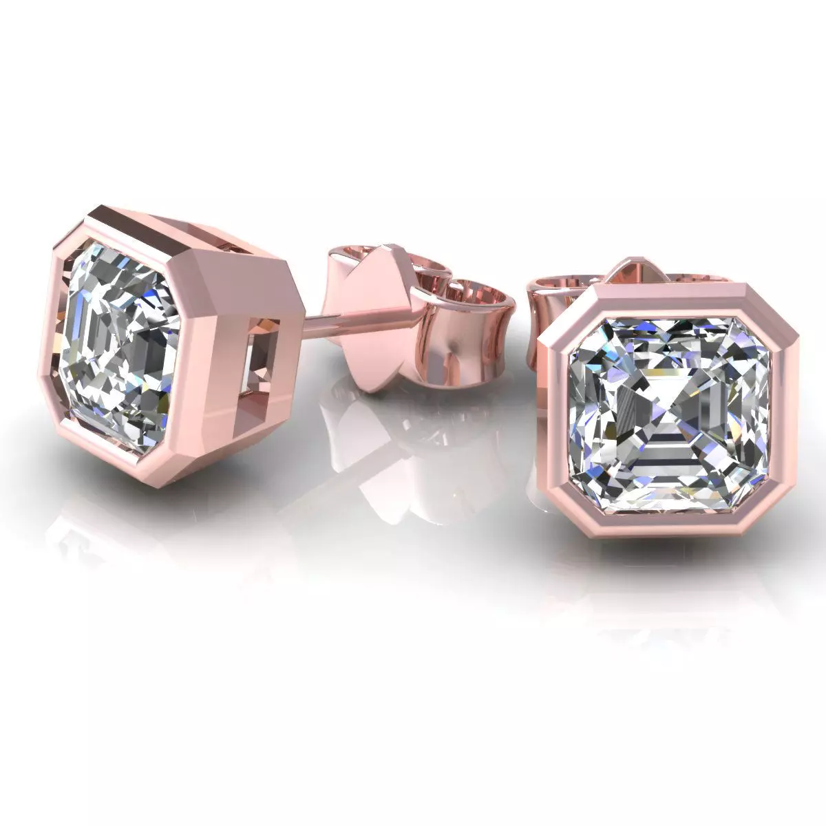 Studs Ascher Bezel Earring 3D print model_0