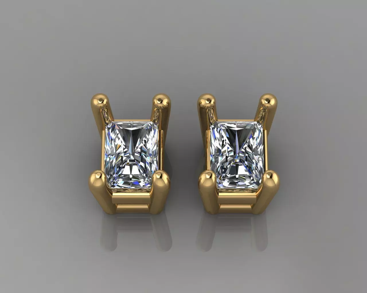 Emerald Earring Stud 3D print model_0