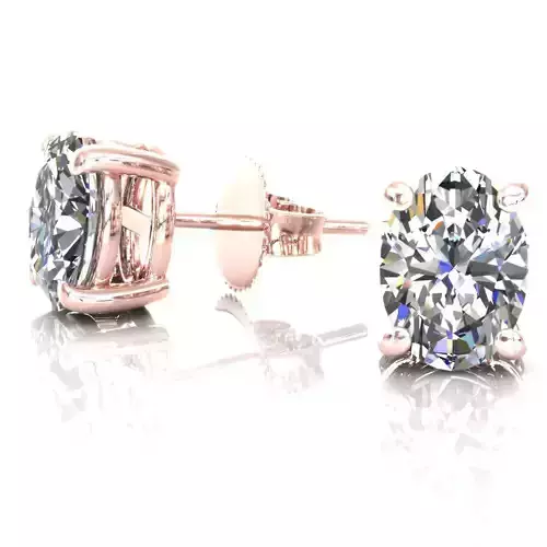 Studs Oval Prongs Diamond Earring